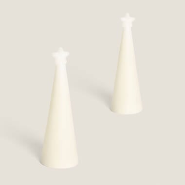 Set de 2 Velas Navideñas LED de Cera con Estrella Solara