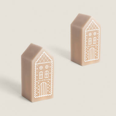 Conjunto de 2 Velas de Natal LED de Cera com a forma da Casa Malia