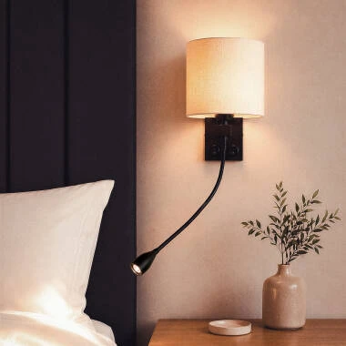 Candeeiro de Parede com Luz de Leitura 2.5W Metal Black-Kianga