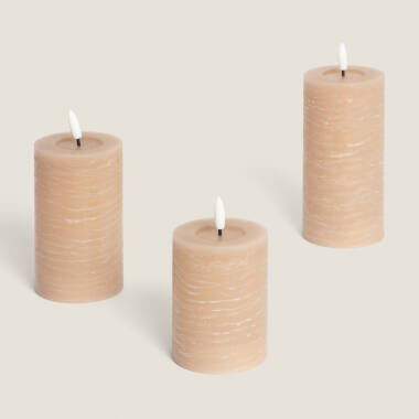 Conjunto de 3 Velas LED Cilíndricas de Cera Amara