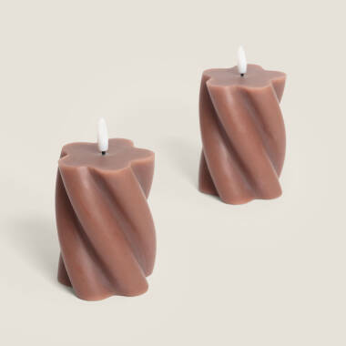 Duas velas decorativas de cera com LED e design ondulado da Velia
