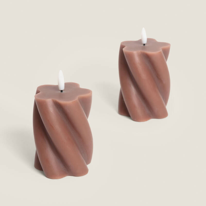 Imagem de Duas velas decorativas de cera com LED e design ondulado da Velia