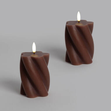 Imagem de Duas velas decorativas de cera com LED e design ondulado da Velia