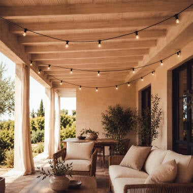 Imagen de Guirnalda Luces Exterior con 10 Portalámparas B22 10m Negro IP44