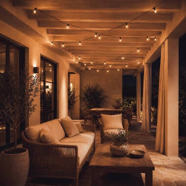 Imagen de Guirnalda Luces Exterior con 10 Portalámparas B22 10m Negro IP44