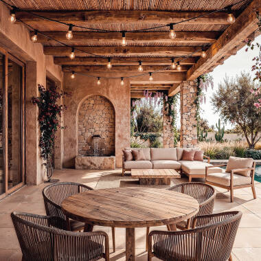 Imagen de Guirnalda Exterior con Bombillas LED B22 Filamento A60 10m IP44 Negro