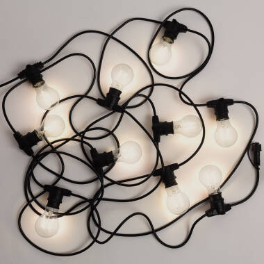 Imagen de Guirnalda Exterior con Bombillas LED B22 Filamento A60 10m IP44 Negro