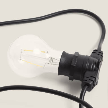 Imagen de Guirnalda Exterior con Bombillas LED B22 Filamento A60 10m IP44 Negro