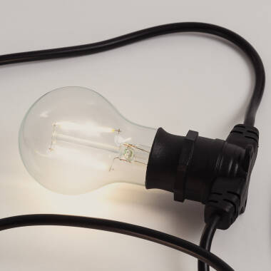 Imagen de Guirnalda Exterior con Bombillas LED B22 Filamento A60 10m IP44 Negro