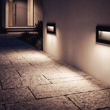 Imagen de Baliza Exterior LED 7W Empotrable Pared Rectangular Aluminio Negro Groult