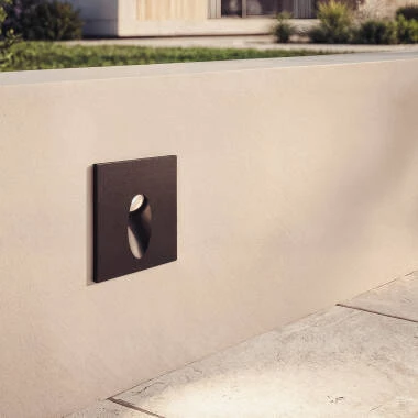 Baliza Exterior LED 3W Empotrable Pared Cuadrado Aluminio Adam