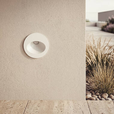 Imagem de Baliza Exterior LED 3W de Embutir na Parede Circular Alumínio Branco Coney