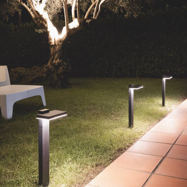 Imagem de Baliza de Pé Exterior Solar LED 5W 50cm Alumínio com Sensor de Movimento Bran