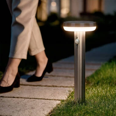 Imagem de Baliza de Pé Exterior Solar LED 5W 50cm Alumínio com Sensor de Movimento Barton