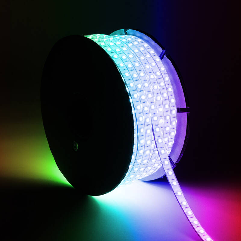 Imagem de Fita LED RGB 220V SMD 60 LED/m ROLO 50m 15W/m SILICONE FLEX Largura 12mm Corte 100cm IP67