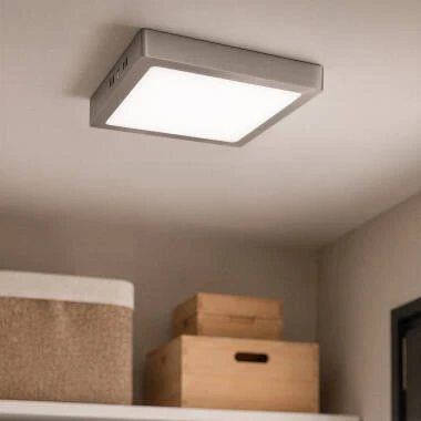 Plafón LED 18W Quadrado Metal 225x225 mm Silver