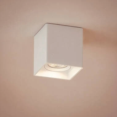 Aplique de Techo Cuadrado Blanco con Bombilla GU10 Space