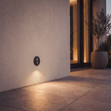 Imagen de Baliza Exterior LED 3W Empotrable Pared Circular Aluminio Oval Adam