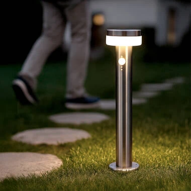 Imagen de Baliza de Pie Exterior Solar LED 1,5W 50cm Acero Inoxidable con Sensor de Movimiento Ashier