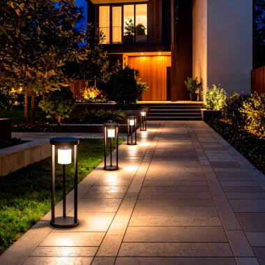 Imagen de Baliza de Pie Exterior Solar LED 2W 40cm Aluminio con Sensor de Movimiento Eneko