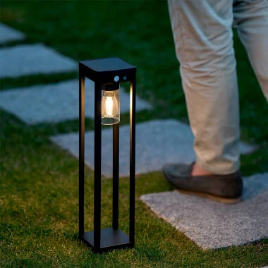 Imagen de Baliza de Pie Exterior Solar LED 2W 40cm Aluminio con Sensor de Movimiento Devah
