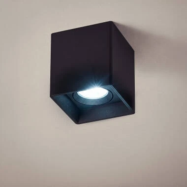 Aplique de Teto Quadrado Preto com Lâmpada GU10 Space