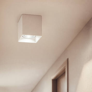 Aplique de Teto Quadrado Branco com Lâmpada GU10 Space