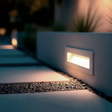 Baliza Exterior LED 7W Empotrable Pared Rectangular Aluminio Blanco Groult