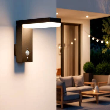Fotografia do produto: Aplique de Parede Exterior Solar LED 2W Alumínio com Sensor de Movimento Goran