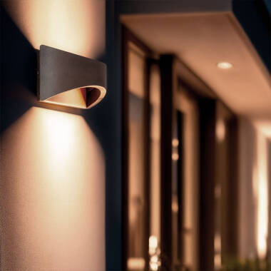 Aplique de Parede Exterior LED 7W Alumínio Iluminação Dupla Cara CCT Seleccionável Gedved