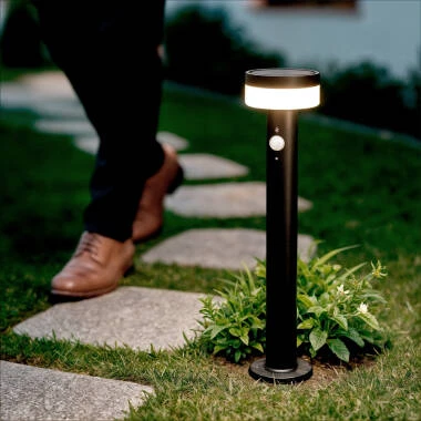 Baliza de Pie Exterior Solar LED 1,5W 50cm Acero Inoxidable con Sensor de Movimiento Ashier