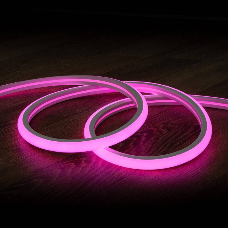 Imagem de Fita LED Neon Regulável 220 V Rosa Semicircular 180 mm, 7,5 W/m, Corte a cada 100 cm, IP67, à Medida