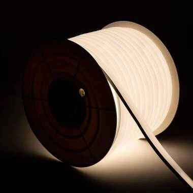 Tira LED Neón Regulable 220V BOBINA 50m Blanco Neutro Semicircular 180 7.5W/m Corte 100cm IP67