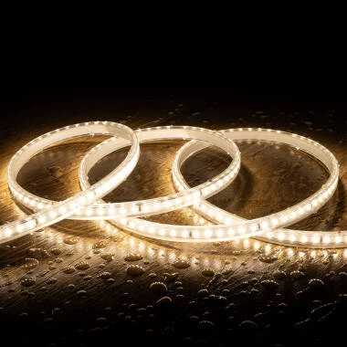 Tira LED Regulable 220V SMD 120 LED/m Blanco Neutro 8.5W/m 850lm/m Ancho 12mm Corte 20cm IP65 a Medida