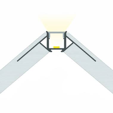 Perfil Alumínio Integração em Gesso / Pladur Esquina Exterior Fita LED até 8 mm com Tampa Contínua