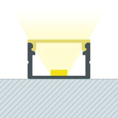 Perfil Alumínio Superfície para Fita LED até 16 mm com Tampa Contínua