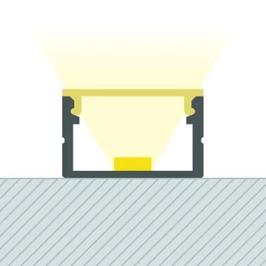 Perfil Aluminio Superficie para Tiras LED hasta 16 mm con Tapa Continua