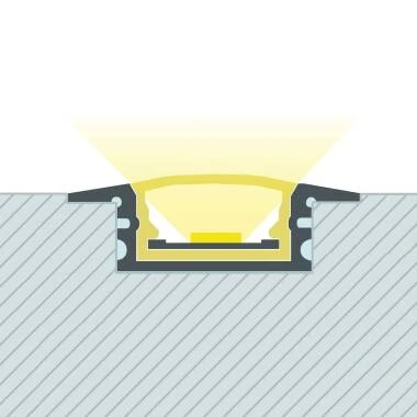 Perfil Alumínio Estanque IP65 Encastrável 2m para Fita LED até 8 mm