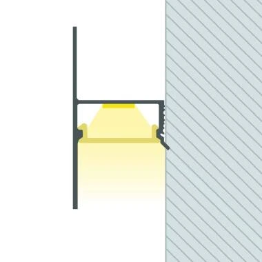 Perfil de Alumínio Integração em Parede/Teto para Fita LED até 15 mm com Tampa Contínua