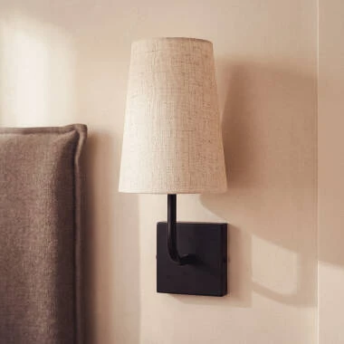 Aplique de Pared con Pantalla de Metal y Lino Sabi