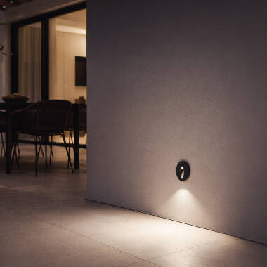 Imagen de Baliza Exterior LED 3W Empotrable Pared Circular Aluminio Oval Adam