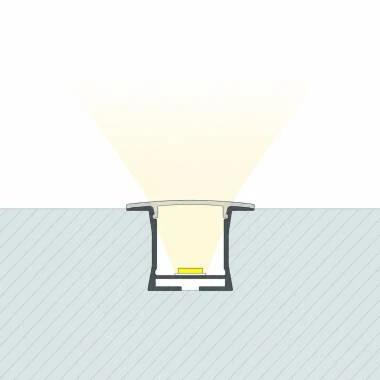 Perfil Aluminio Empotrable para Tiras LED hasta 19 mm con Tapa Continua
