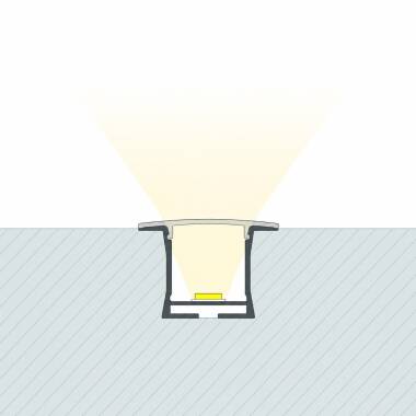 Perfil Alumínio Encastrável para Fita LED até 19 mm com Tampa Contínua