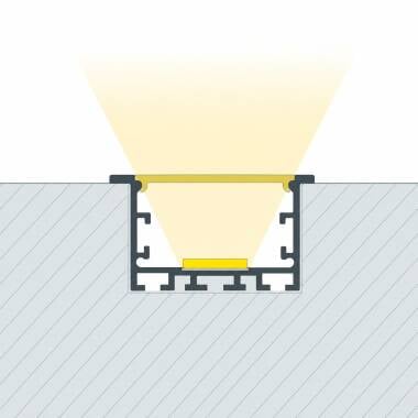 Perfil Alumínio Encastrável XL para Fitas LED até 45 mm com Tampa Continua