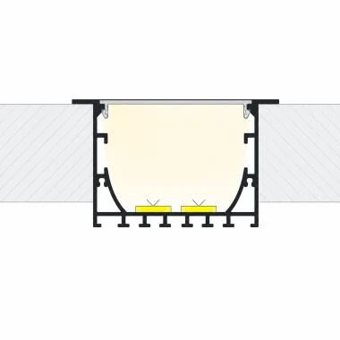 Perfil Aluminio Empotrable para Tiras LED hasta 45 mm con Tapa Continua