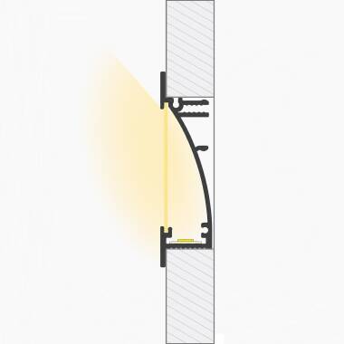 Perfil Alumínio Encastrável 1m com Luz Difusa para Fitas LED até 10 mm