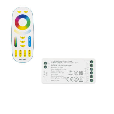 Controlador Regulador RGBW 12/24V DC + Comando RF 4 Zonas MiBoxer