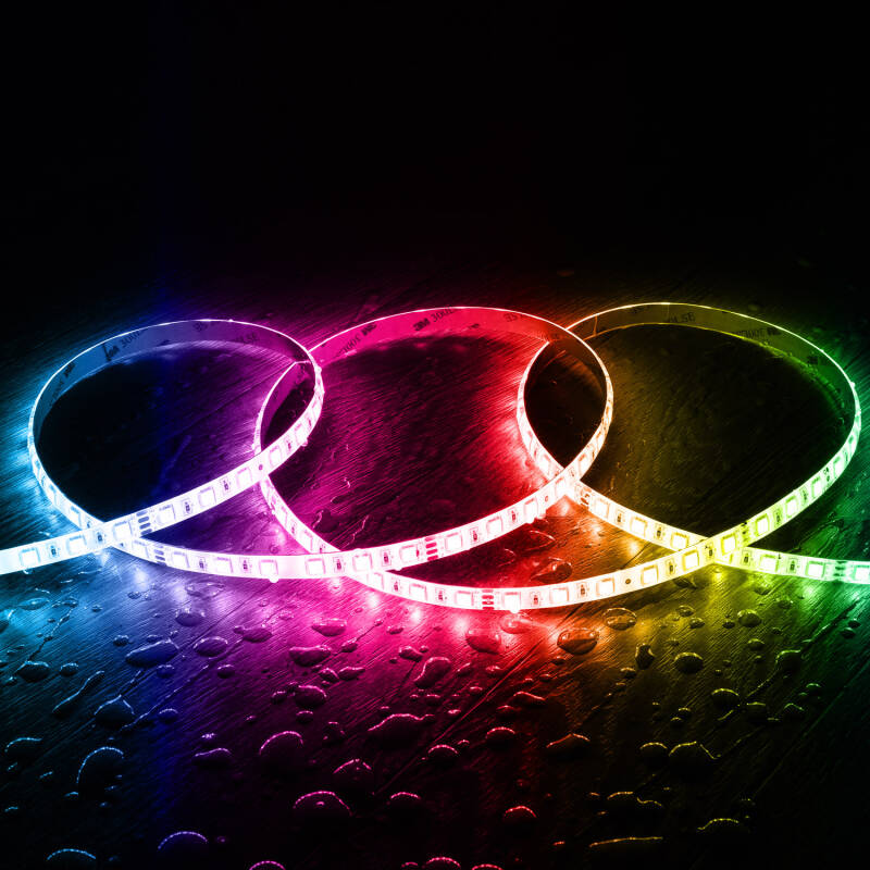 Imagen de Tira LED 24V RGB SMD 60 LED/m 5m 9W/m Ancho 10mm Corte 10cm IP65