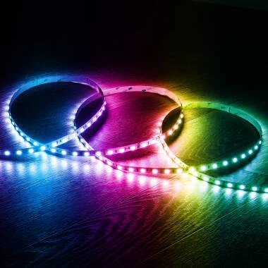 Tira LED 12V RGB SMD 60 LED/m 5m 9W/m Ancho 10mm Corte 5cm IP20