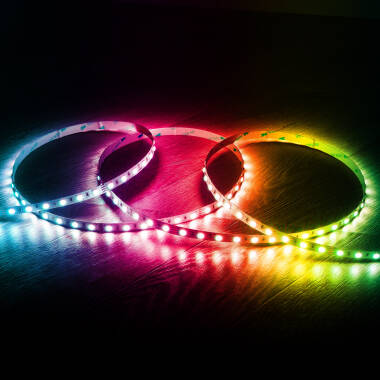 Fita LED 24V RGB SMD 60 LED/m 5m 10W/m Largura 10mm Corte 10cm IP20
